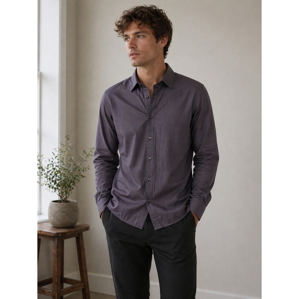 Theory Shirt Mens Large Purple Long Sleeve Button Up‎ Collared Business Casual